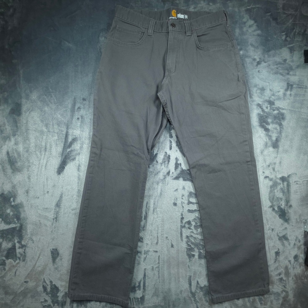 Carhartt Relaxed Fit Rugged Flex Gray Canvas Work Pants 102517-039 Mens 32x30